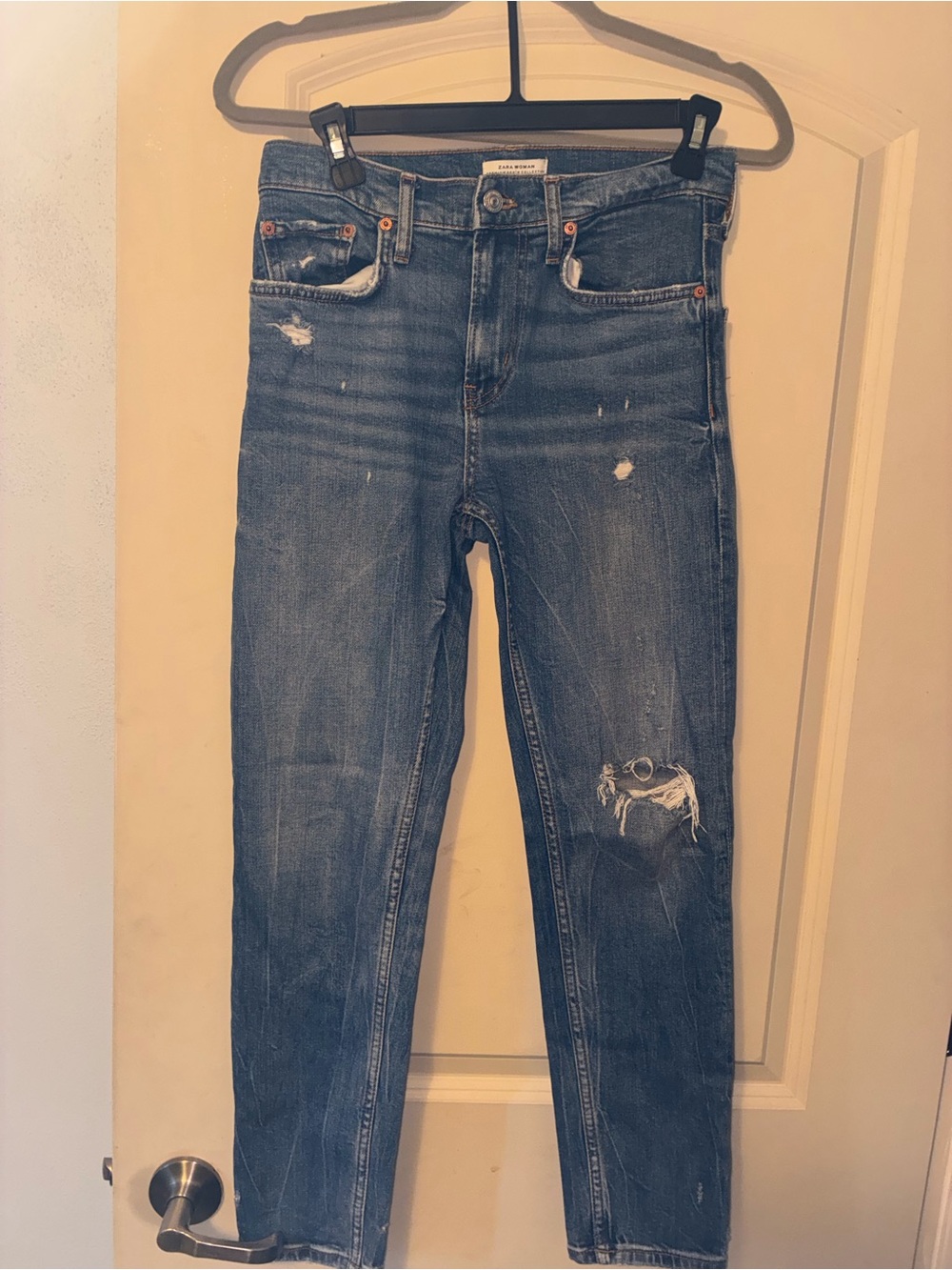 Zara Skinny Distressed Blue Jeans